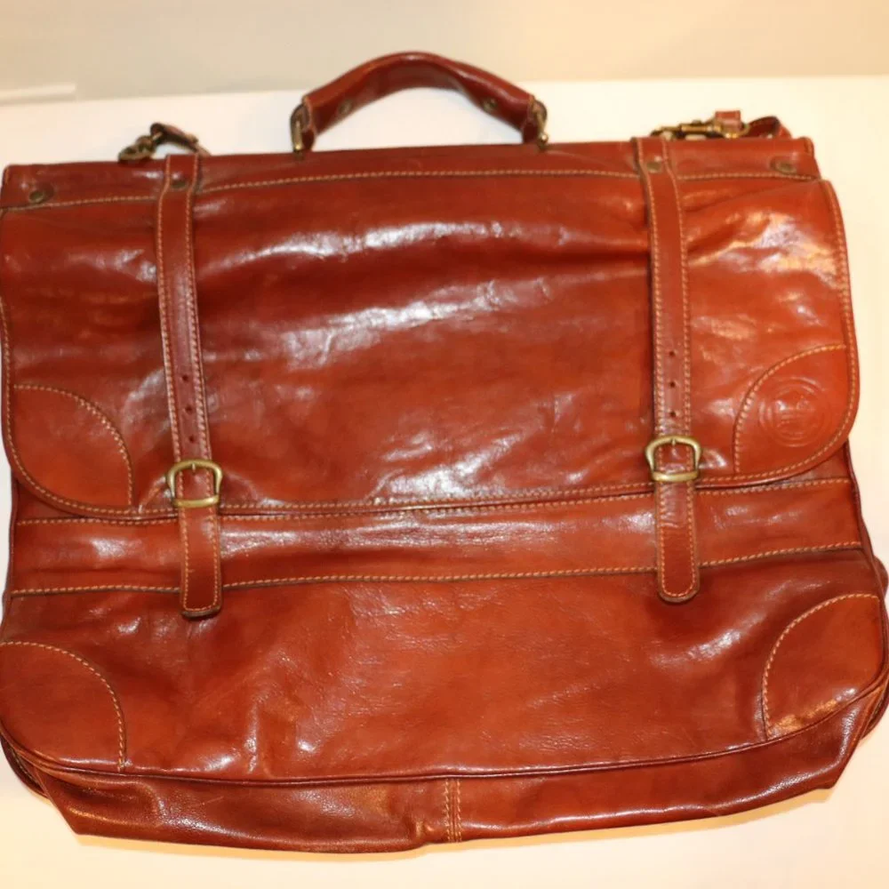 Pelletterie Firenze Vintage Messenger Saddle Laptop Bag Italian Leather‎